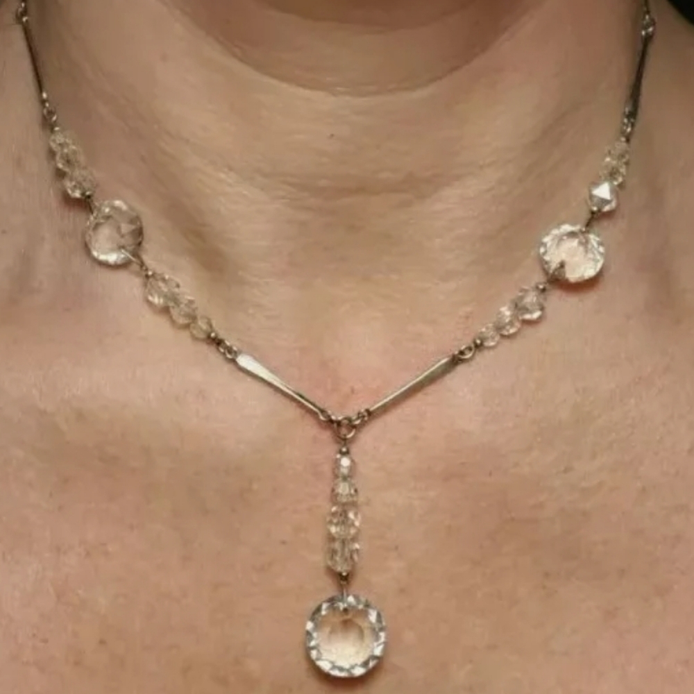 1920s SIMMONS Vintage 16" Necklace EUC Silver